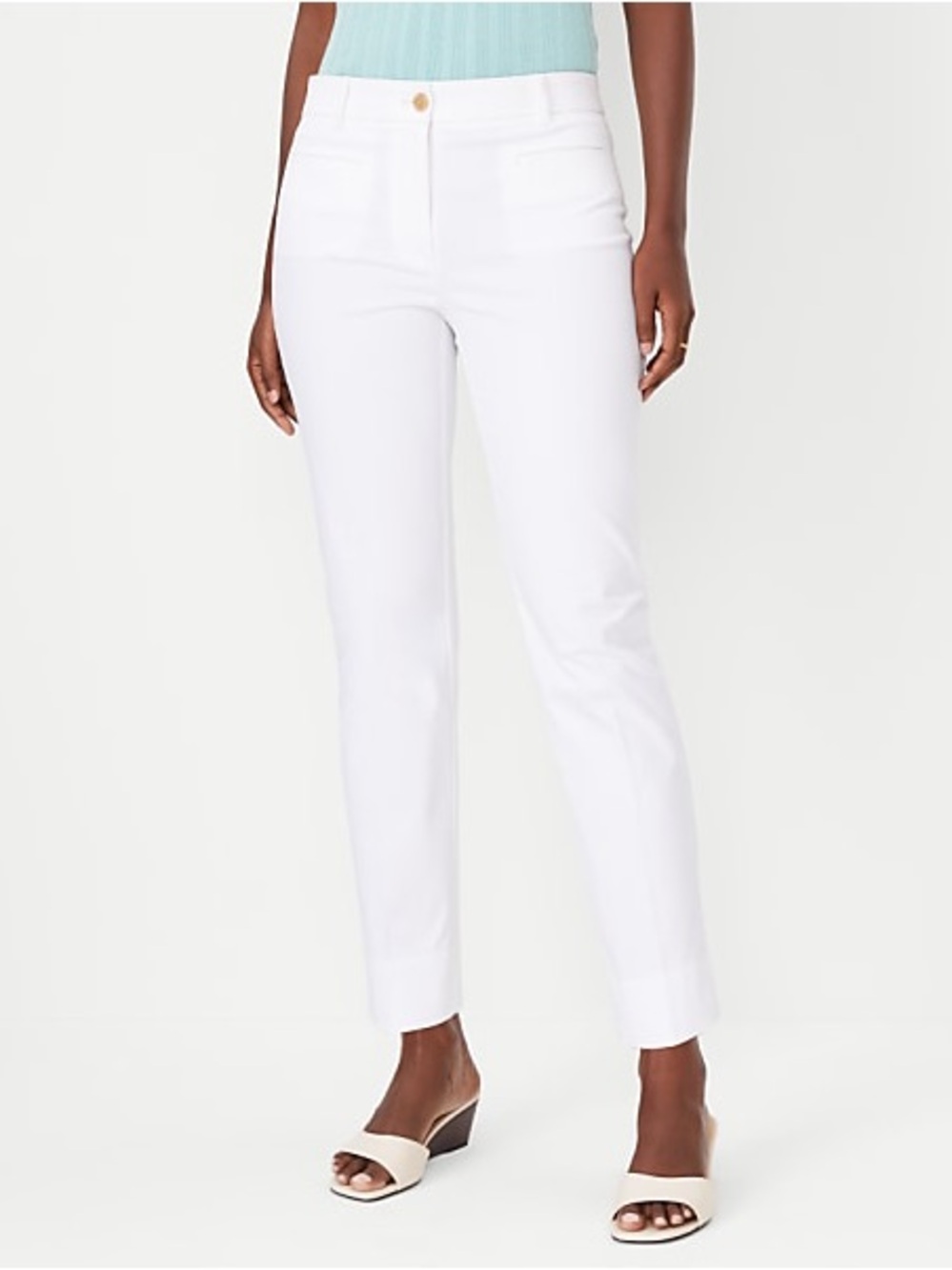 Ann Taylor The Crop Mid Rise Pant in White